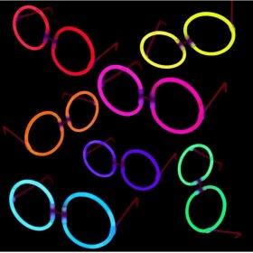 Resim Glow Stick Parti Gözlüğü Glow Partisi Yuvarlak Şekilli Fosforlu Gözlük 6 Adet 