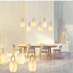 Resim Lampaluce Giulia Modern Tasarım Salon Avizesi Yemek Masası Üzeri Sarkıt 6'lı Eskitme - Sarı 