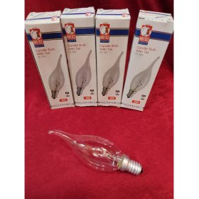 Resim Kuğulu Avize Dekoratif Ampul.şeffaf renkte,Ucu kıvrık.40WATT.(E.14)(Mum ampuldür) 