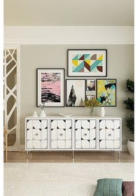 Resim Ka1803bs Moka180 Konsol, Kahve Köşesi, Tv Sehpası Beyaz-sılver 180cm Beyaz-sılver 