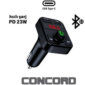 Resim Bluetooth Araç Kiti Fm Transmitter Mp3 Sd Kart Flash Bellek Çakmaklık Girişi Pd 23w Hızlı Şarj 3.1a 