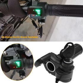 Resim E-Scooter Bisiklet Tutacakları Çifti, 2 Anahtar Dahil, Gaz Kontrol Tutacağı, Anahtarlı LED Ekranlı E-Bisiklet Tutacağı, Elektrikli Bisiklet Scooter Tricycle Diğer Elektrikli Bisiklet Aksesuarları İçin Uygun 