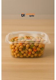 Resim 1000 Gr Sızdırmaz Saklama Kap Tek Kullan At Ambalaj Tatlı Kuruyemiş Plastik Kapaklı Kase - 50 Adet 