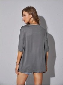 Resim Unisex Kadın/Erkek Düz Renkli Özel Baskılı Oversize Pamuk Penye Bisiklet Yaka T-Shirt 