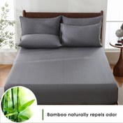 Resim 1 Adet Bambu Lifli 16 İnç Yatak Örtüsü Seti, Yaz Konforu İçin Ultra Yumuşak, Yatakhane, Misafir Odası ve Oteller için Uygun, Makinede Yıkanabilir, Nefes Alabilen Astarlı, %30 Bambu + %70 Mikrofiber Malzeme, Desensiz Tasarım, Yurtlar İçin Temel (Yastık Kılıfı Dahil Değildir) 