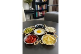 Resim Feyza Design Bakır Kahvaltılık 6'lı Çerezlik ve Sunum Tabağı Seti, 11 cm 
