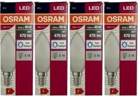 Resim Osram LED Ampul, 4,9W (40W), E14 Duylu, Cool Daylight (6400K), 4 Adet 