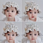 Resim Bebe Çiçekli Balıkçı Şapkası - Küçük Beyaz Çiçeklerle Ayarlanabilir Hafif Güneş Şapkası, Bebekler için Nefes Alabilen İlkbahar Yaz Şapkası, Yürüyüş ve Dış Mekan Aktiviteleri ile Yeni Yıl Kutlamaları 