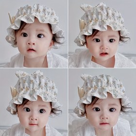 Resim Bebe Çiçekli Balıkçı Şapkası - Küçük Beyaz Çiçeklerle Ayarlanabilir Hafif Güneş Şapkası, Bebekler için Nefes Alabilen İlkbahar Yaz Şapkası, Yürüyüş ve Dış Mekan Aktiviteleri ile Yeni Yıl Kutlamaları 
