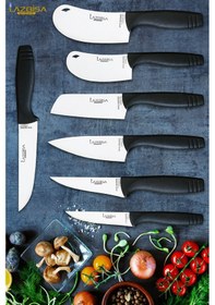 Resim Eco Serisi Mutfak Bıçak Seti Et Ekmek Sebze Pizza Salata Börek Şef Bıçağı 7 Li Set Hds-08 Siyah 