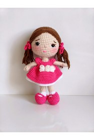 Resim MİNOHOUSE Amigurumi Minyatür Fuşya Fındık Bebek Organik Oyuncak 