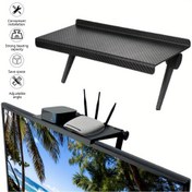 Resim Deliksiz TV set üstü kutusu depolama standı Bilgisayar monitörü depolama standı TV ekranı Üst raf Ayarlanabilir ekran rafı depolama rafı 