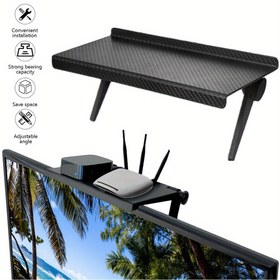 Resim Deliksiz TV set üstü kutusu depolama standı Bilgisayar monitörü depolama standı TV ekranı Üst raf Ayarlanabilir ekran rafı depolama rafı 