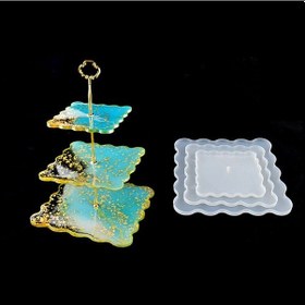 Resim Epoksi Silikon Cupcake Standı Kalıp Kare 3 Lü Kek Standı E210 