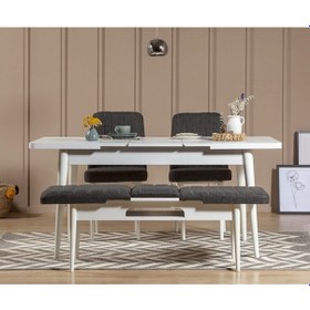 Resim Palermo Benchli Yemek Masası Takımı Beyaz Antrasit 