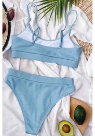 Resim Angelsin Yüksek Bel Fitilli Kumaş Bikini Altı Mavi 