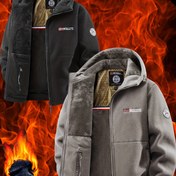 Resim 2 Adet Erkek Polar Ceketi, Sonbahar Kış Kalınlaştırılmış Çift Taraflı Peluş Astarlı ve Grafen Isıtma Malzemeli Sweatshirt Hırka, Dış Mekan Sıcaklık Giyim,Klasik Dış Giyim,Harf Baskı Tasarım,Grafen Enjekte Kumaş,Sıcak Kışlık Mont,Soğuk İklim Giyimi,Katmanlama Temelleri 