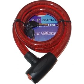 Resim OEM Motosiklet Halat Kilit Anahtarlı Kırmızı 22MM 150CM 