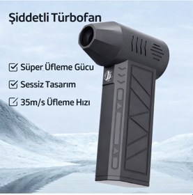 Resim R-400 Mini Şarjlı Hava Üfleyici Ve Vakumlu El Süpürgesi - 110.000 Rpm Güçlü Motor, Led Işıklı, 2'si 1 Arada 1 Adet 