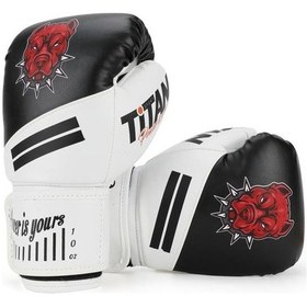 Resim Titan Sport Siyah Beyaz Pitbull Desenli Boks Eldiveni Çok Renkli 