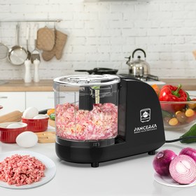 Resim PANCERKA 1.5 Kuplu Mikser Öğütücü, Elektrikli Gıda Doğrayıcı, Blender'lar, 200W, 15000RPM, 350ml, PP, Düzensiz Şekil, 220V-240V, Avrupa Standart Fiş, Dicing, Mincing ve Püre için Siyah, Gıda İşlemci ve Mutfak için 