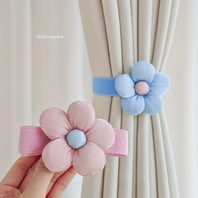 Resim 2 adet Sevimli Perde Bağlamaları Renkli Çiçek Perde Bağlamaları Modern Minimalist Ev Dekoru 