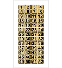 Resim Metal Kapı Masa Dolap Numarası 7cmx10cm 52 Adet Dikdörtgen 1 52 Altın Renk Metal 