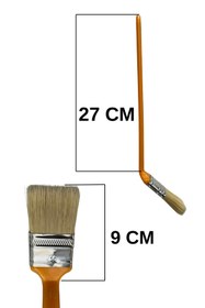 Resim HkTeknik Kestirme Boyama Fırçası Plastik Saplı No 2 Numara Tavan Boya Açılı Kıl Fırça İç Dış Cephe 