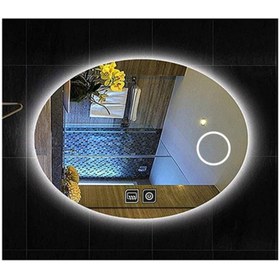 Resim GLOBAL LED MIRROR 65x85 Cm Makyaj Aynalı Dokunmatik Tuşlu Buğu Yapmayan Ledli Elips Banyo Aynası 