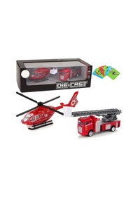 Resim Die-cast Metal İtfaiye Ve Kurtarma Helikopteri Seti - Geri Çek Bırak Hareketli Oyuncaklar 