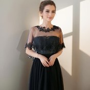 Resim Şık Siyah Çıkarılabilir Dantel Kapüşonlu Şal - Gelinlikler için Çiçek Nakışlı, Resmi Etkinlikler ve Partiler İçin Nefes Alabilen Esnemez El Yıkamalı Kadın Moda Aksesuarı, Nişan Giysisi | Çıkarılabilir Şal | Zarif Detaylar 