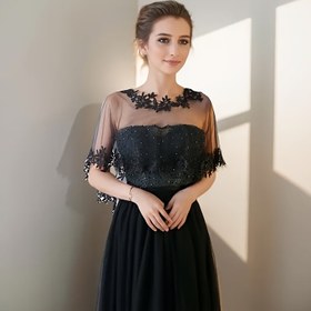 Resim Şık Siyah Çıkarılabilir Dantel Kapüşonlu Şal - Gelinlikler için Çiçek Nakışlı, Resmi Etkinlikler ve Partiler İçin Nefes Alabilen Esnemez El Yıkamalı Kadın Moda Aksesuarı, Nişan Giysisi | Çıkarılabilir Şal | Zarif Detaylar 