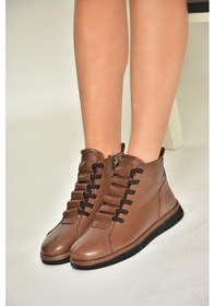 Resim Fox Shoes T555366203 Kahverengi Hakiki Deri Comfort Ortopedik Taban Kadın Bot Kahverengi 