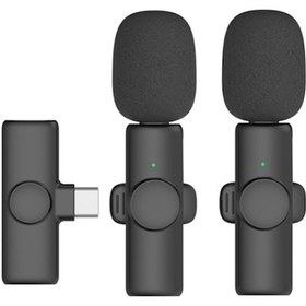 Resim Type-C Direct 1 To 2 Mini Klipsli Yaka Mikrofonu 