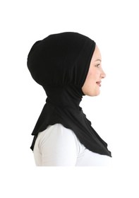 Resim Kadın Boyunluklu Hijab Tesettür Pratik Spor Bone - Sarı Siyah 