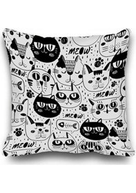 Resim Ev Dekorasyon Kırlent Kılıfları 40x40 Cm Siyah Kedi Desen 