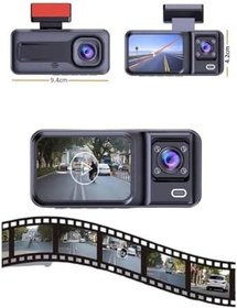 Resim H98 Full Hd 1080P Wi-fi Full Hd 3 Kameralı Araç Içi Kamera Araba Güvenlik Kamerası Gece Görüşü Ön Geri iç Kayıt IR LED 