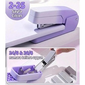 Resim Lila Zımba Makinesi 24/6 1 Adet Fixpoint P-4550 Pastel Renkler Büyük Zımba Makinası Ve Teli 20 25 Sayfa Dereceli Ofis 