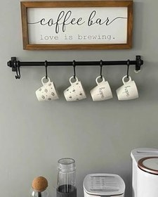 Resim Duvara Monte Edilen 6 Kancalı Dekor Kaşıklık Ve Kupa Askısı 