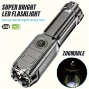 Resim 1parça LiHangStar Şarj Edilebilir LED El Feneri - Taşınabilir, Ayarlanabilir Yakınlaştırma, 3 Aydınlatma Modu, USB Güçlü, Kamp, Yürüyüş ve Acil Durumlar için İdeal, Yürüyüş Gereksinimleri, Şık El Feneri Tasarımı, Dayanıklı Yapı 
