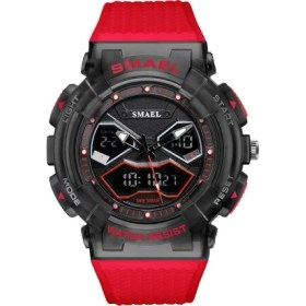 Resim Hanyang Kırmızı Smael Çift Zamanlı Dijital Saat Erkekler Için Askeri Spor Yeşil Kronograf Kuvars Kol Saati Otomatik Tarih Hafta Su Geçirmez 8073 (Yurt Dışından) 