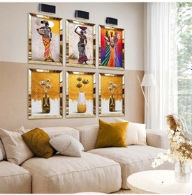 Resim Afrikalı Kadınlar 6'lı Pleksi Kenar Mdf Tablo Seti 