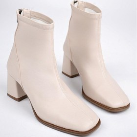 Resim Muggo Storm Garantili Küt Burun Arkadan Fermuarlı Kadın Topuklu Bot Ten 