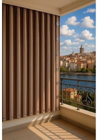 Resim Ceylan Home Balkon Perdesi Kuş Gözü Ölçü Seçenekli Kahverengi İnce Kahverengi 