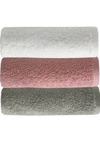 Resim 3 Lü Renkli El Yüz Havlu Seti %100 Pamuklu Natural Harmony Gülkurusu 