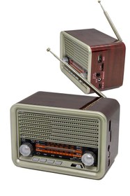 Resim JUNGLEE Nostalji Radyo Şarjlı Fm Radyo Bluetooth Hoparlör Usb Aux 