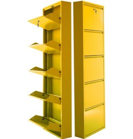 Resim Kilitli 5'li Metal Ayakkabılık - Sarı 