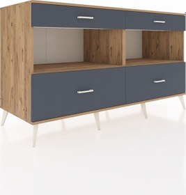 Resim Kronos Konsol 2 Raflı 4 Çekmeceli 176x59x99 Çam-çam/antrasit Çam-çam/antrasit 