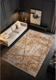 Resim Art At001s Sarı Halı Modern Desen Triko Akrilik Viskon Boyama Yüksek Sıklık Ipek Serisi-757 Sarı 