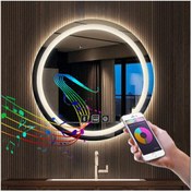 Resim GLOBAL LED MIRROR 75 cm Bluetoothlu Dokunmatik Tuşlu Buğu Yapmayan Ledli Yuvarlak Banyo Aynası 